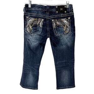 Miss Me Cuffed Capri Jeans Embellished Pockets Denim Womens Size 25